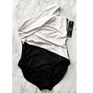 Magicsuit Nwt Black White Color Block One Shoulder Goddess One Piece Swimsuit 14